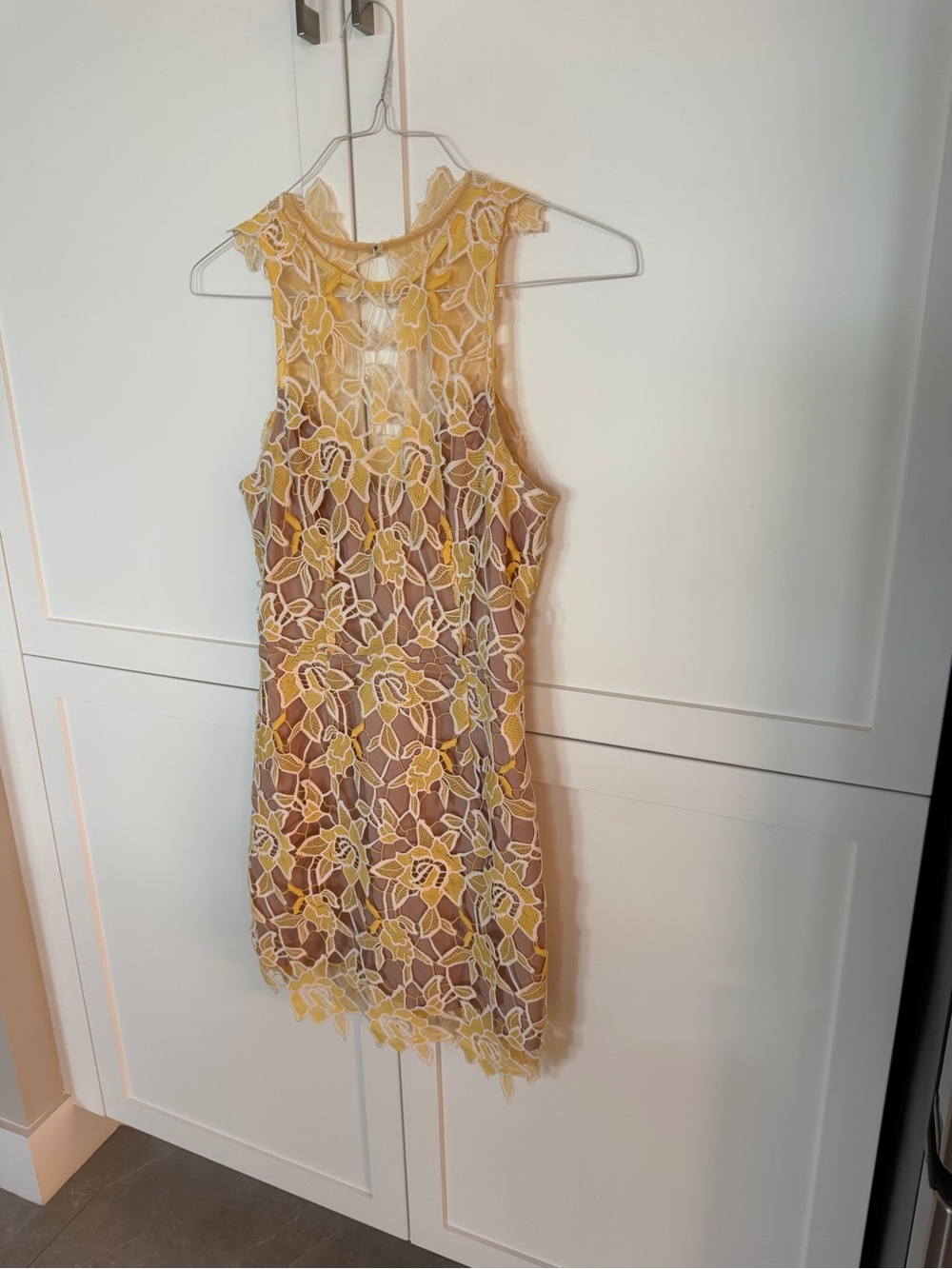 NBD Yellow Floral Lace Mini Dress size small